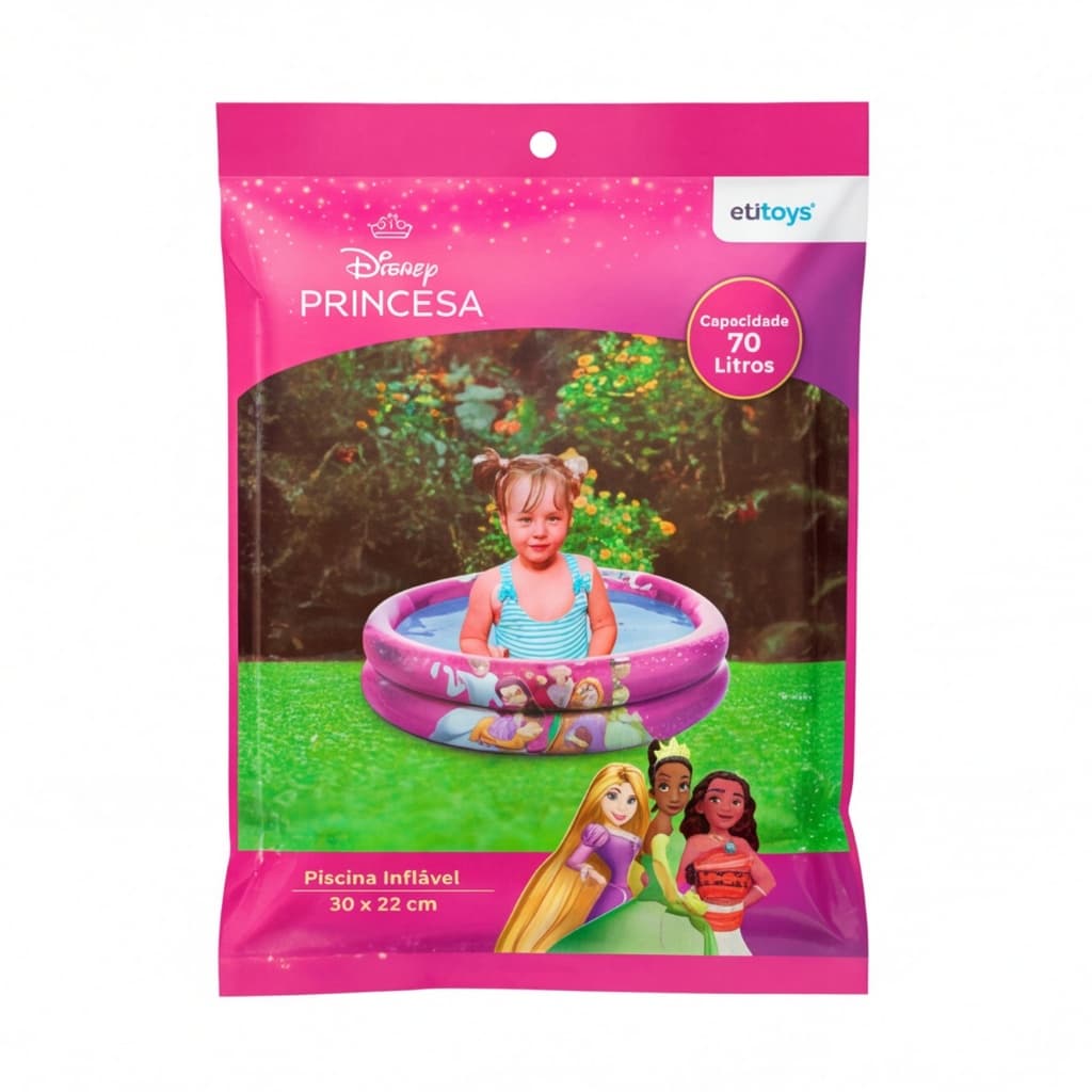 Piscina Inflável Redonda Princesas Disney 70 Litros Etitoys Infantil Criança Bebê Verão Quintal