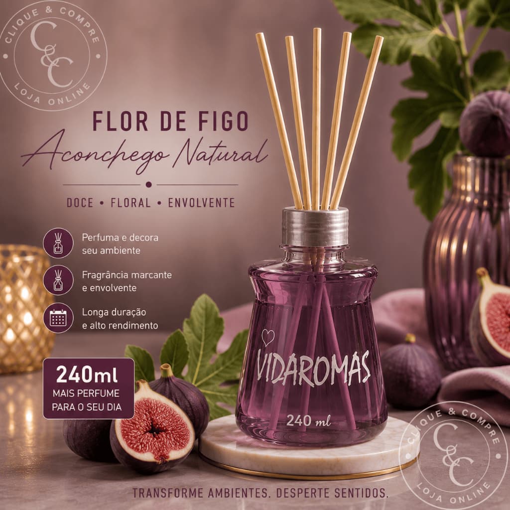 Aromatizadores de ambiente com varetas Kit com 5 unidades 240 ml Vidaromas