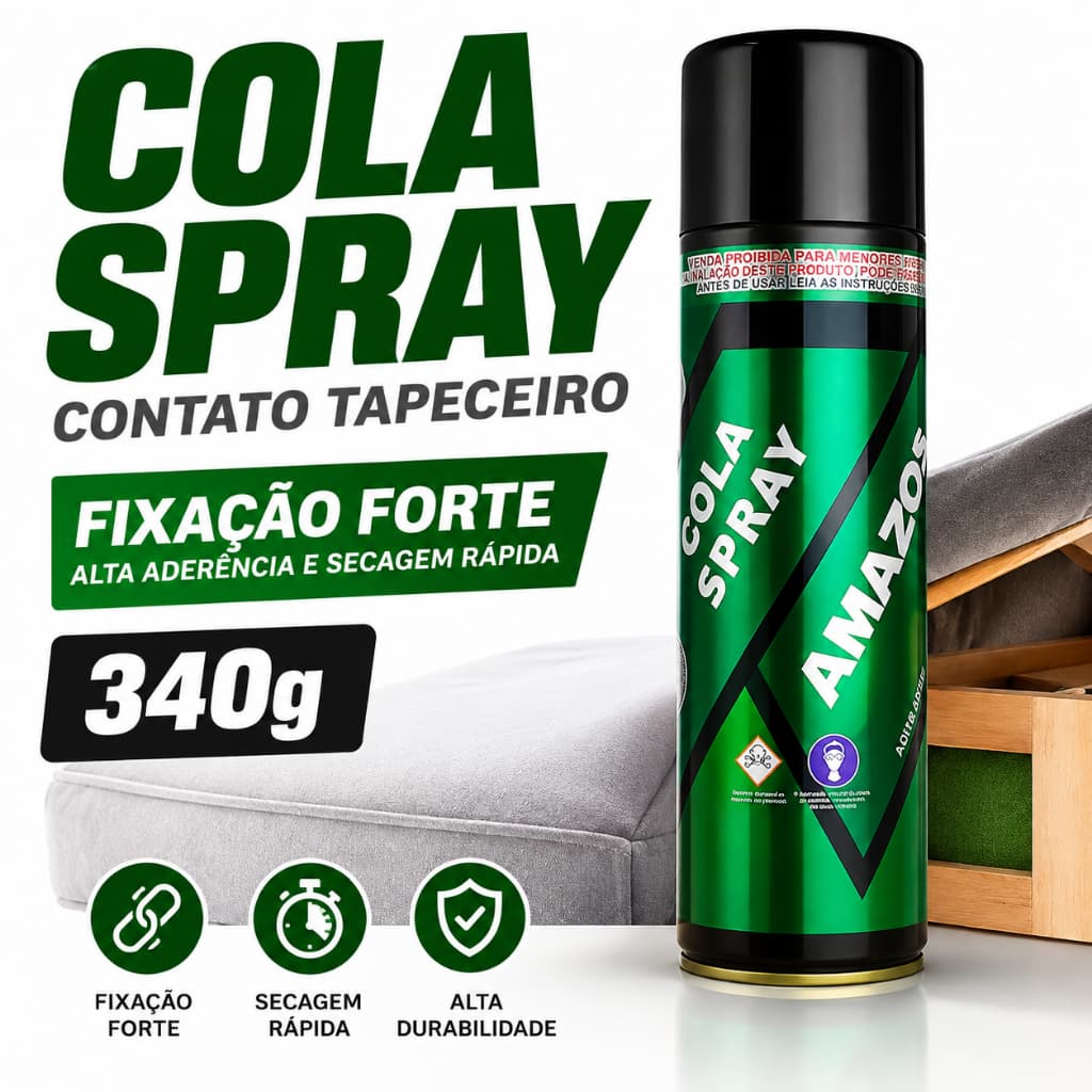 Cola Spray Contato Tapeceiro Amazonas 340g Fixação Forte