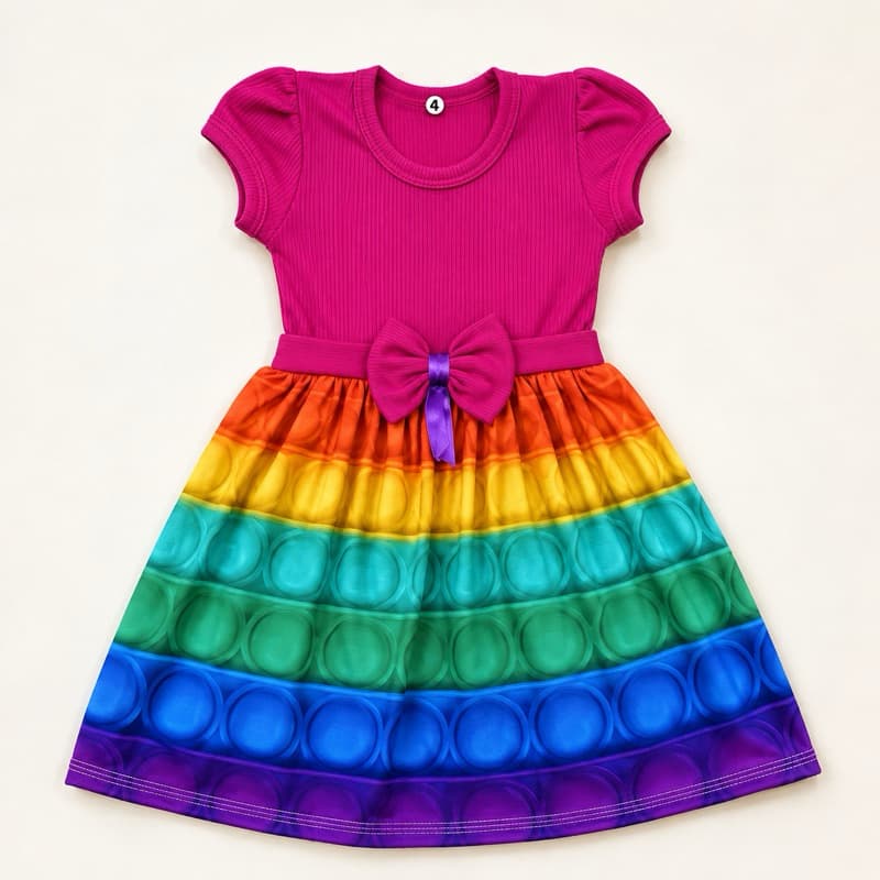 Vestido Festa Infantil Pop It Fidget Toy Colorido Menina