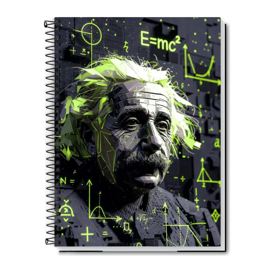 Caderno Universitário Física | Albert Einstein | Newton & Da Vinci | Capa Dura & Espiral 1,10,15 e 20 Matérias