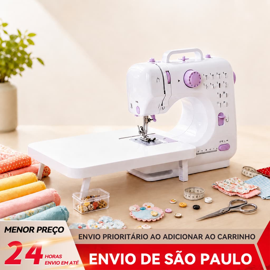 BAIERDI Máquina de Costura Portátil Multifuncional, Leve e Prática, Perfeita para Quem Ama Artesanato em Casa