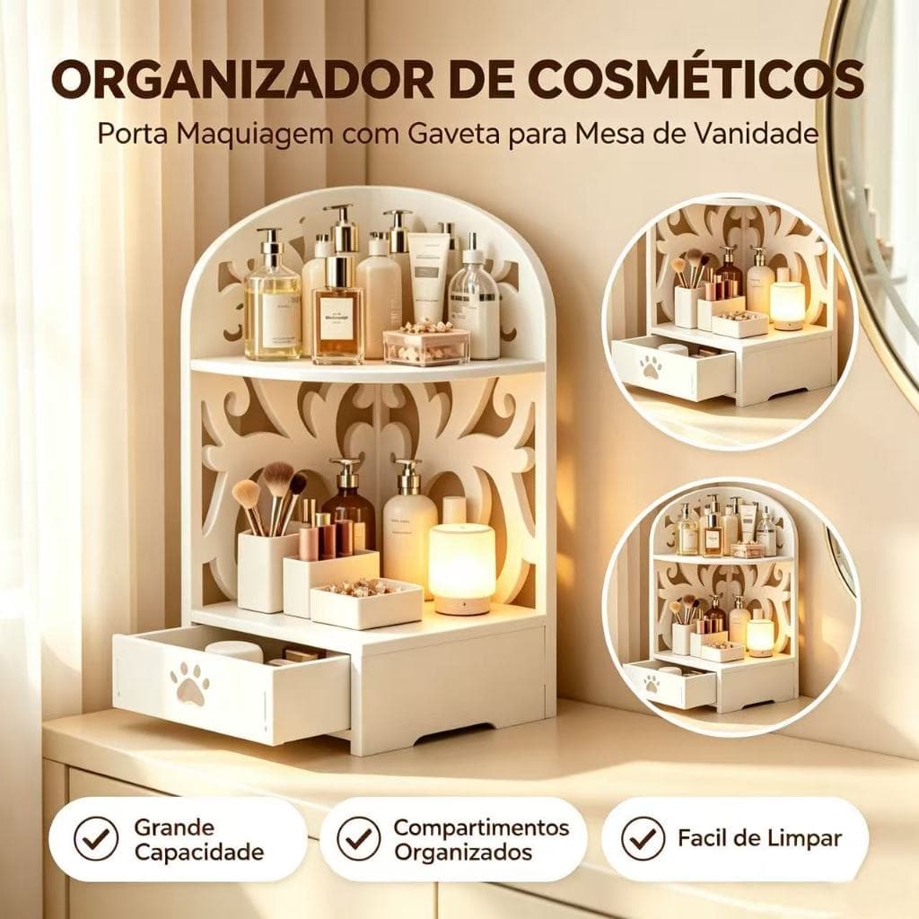 Prateleira de Mesa 2 Camadas Prateleira Organizador Diamante Acrílico Porta Maquiagem Suporte Multiuso De Mesa