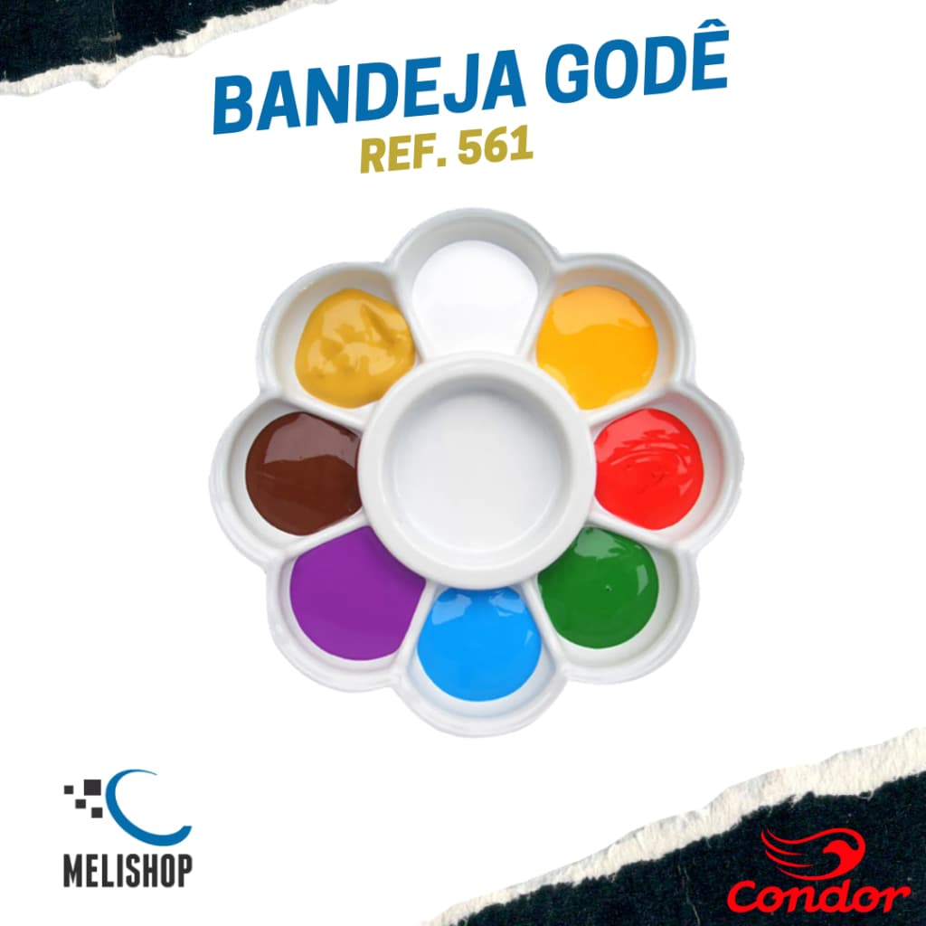 Bandeja Paleta Godê Flor para Pintura 8 Cavidades Condor REF. 561