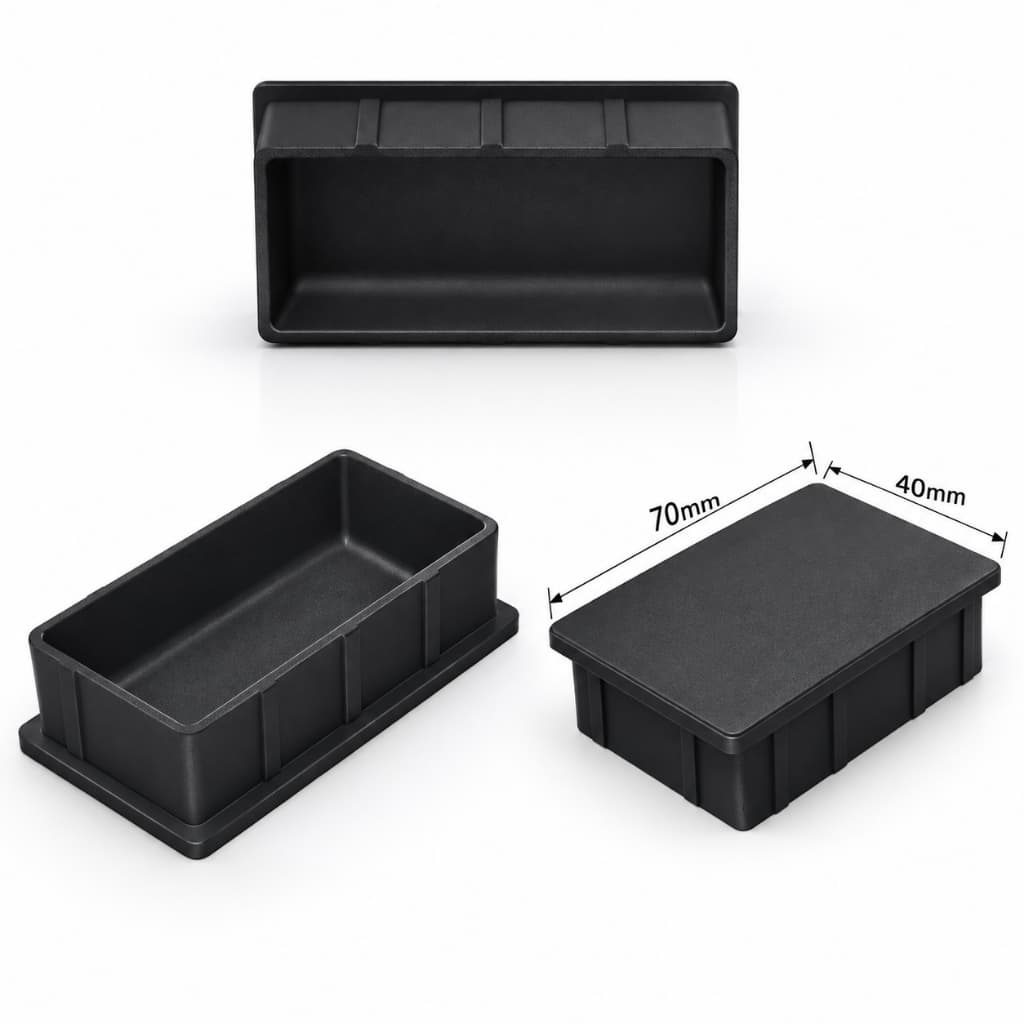 Kit Tampa Acabamento Ponteira Embutida Metalon 70x40mm Preta | Tampa Interna Retangular 7x4cm para Tubo Metalon