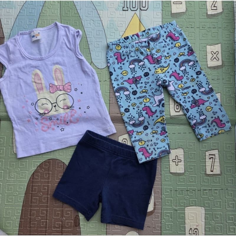 > Desapego 3 peças Tam 2 Carters | KIDSTOK bebê menina short league blusa calor