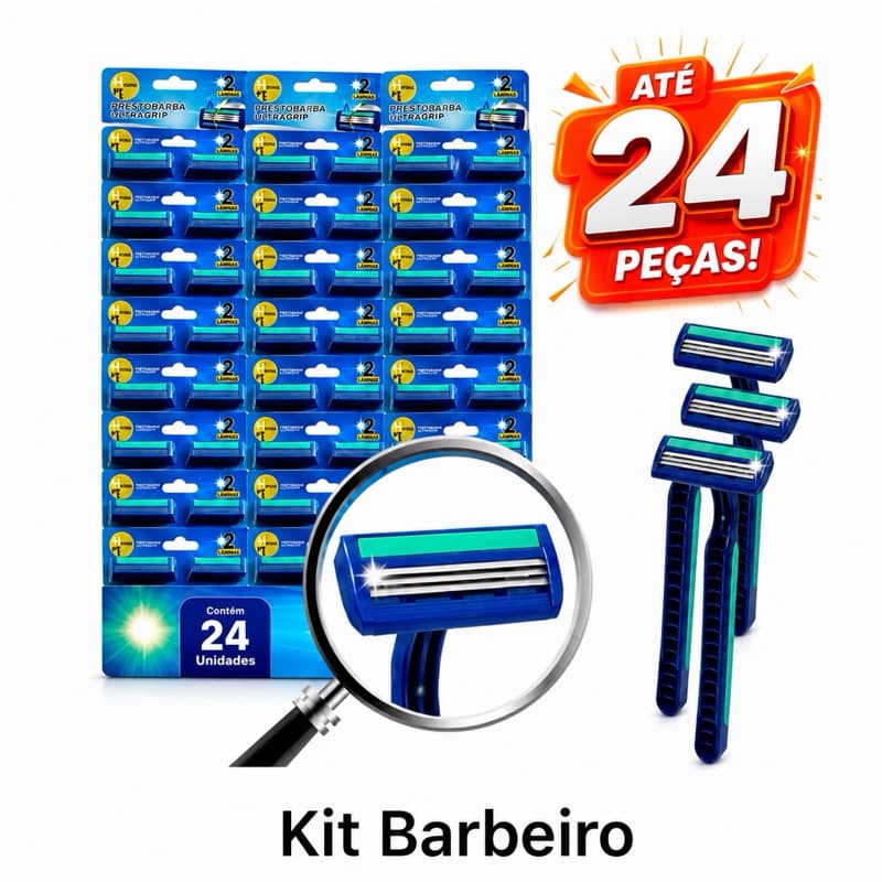 Kit Barbeador com 2 Lâminas Prestobarba Descartavel Fita Lubrificante Uso Diário e Profissional