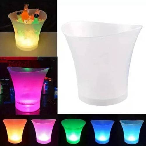 Balde de Gelo com LED e Caixa de Som RGB Bluetooth para Bebidas Churrasco e Festa para Gelo e Drinks