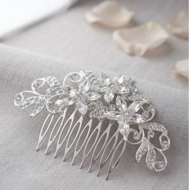Pente de Noiva Grinalda Cristais Prata para Penteado Casamento Madrinha Luxo Arranjo de Cabelo Delicado Brilhante
