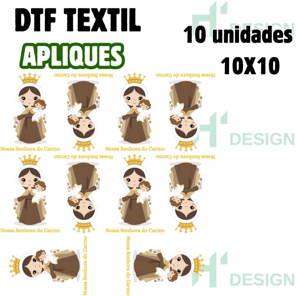 Apliques Termocolantes DTF Textil Apliques Prontos 10x10 Para Tecidos Envio Rapido Modelo REF:129