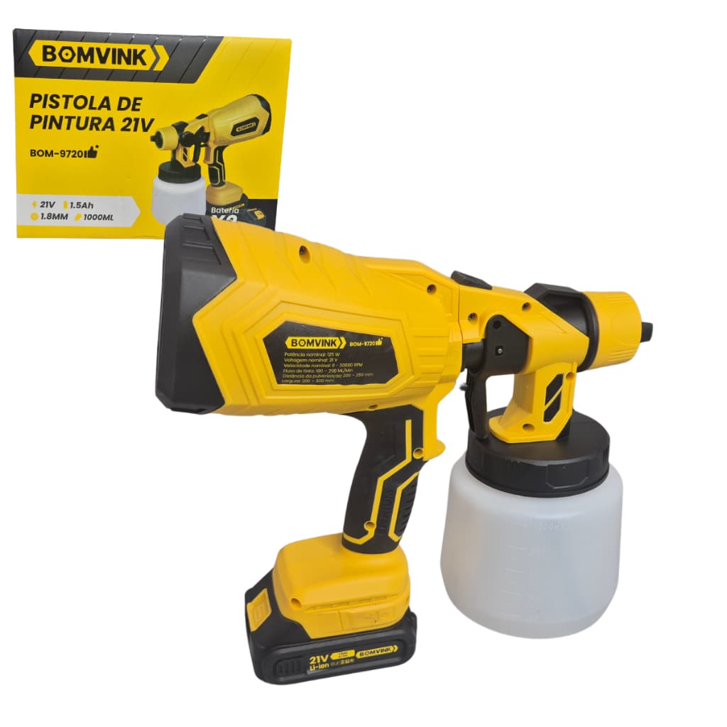 Pistola de Pintura 21v BOmVink Bom-9720 x2 baterias