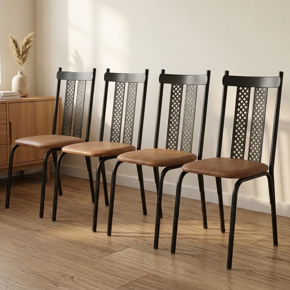 Kit 4 Cadeiras De Jantar Para Cozinha E Sala De Jantar Resistente E Confortavel Com Assento Estofado