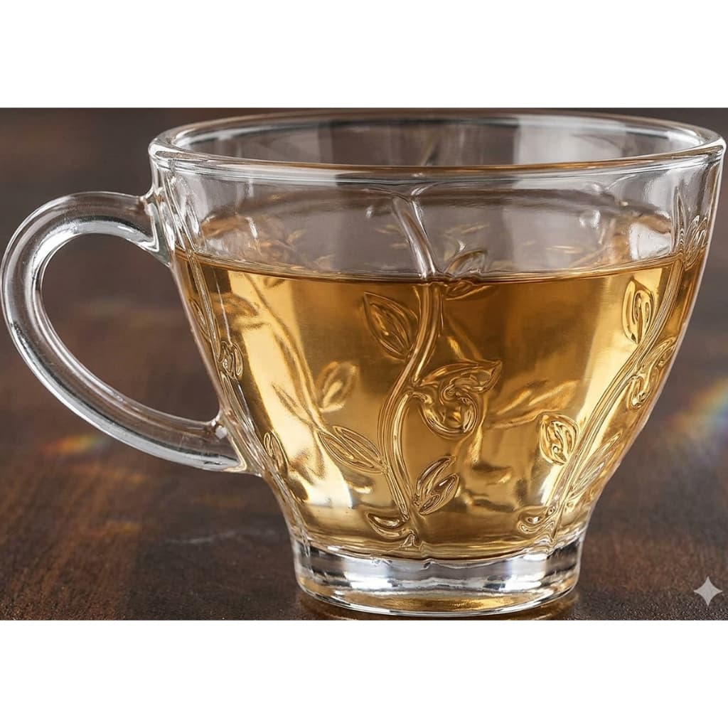 Jogo 6 Xícaras De Vidro Flower Mandala Bohemia 200ml Café Chá Capuccino Mesa Posta