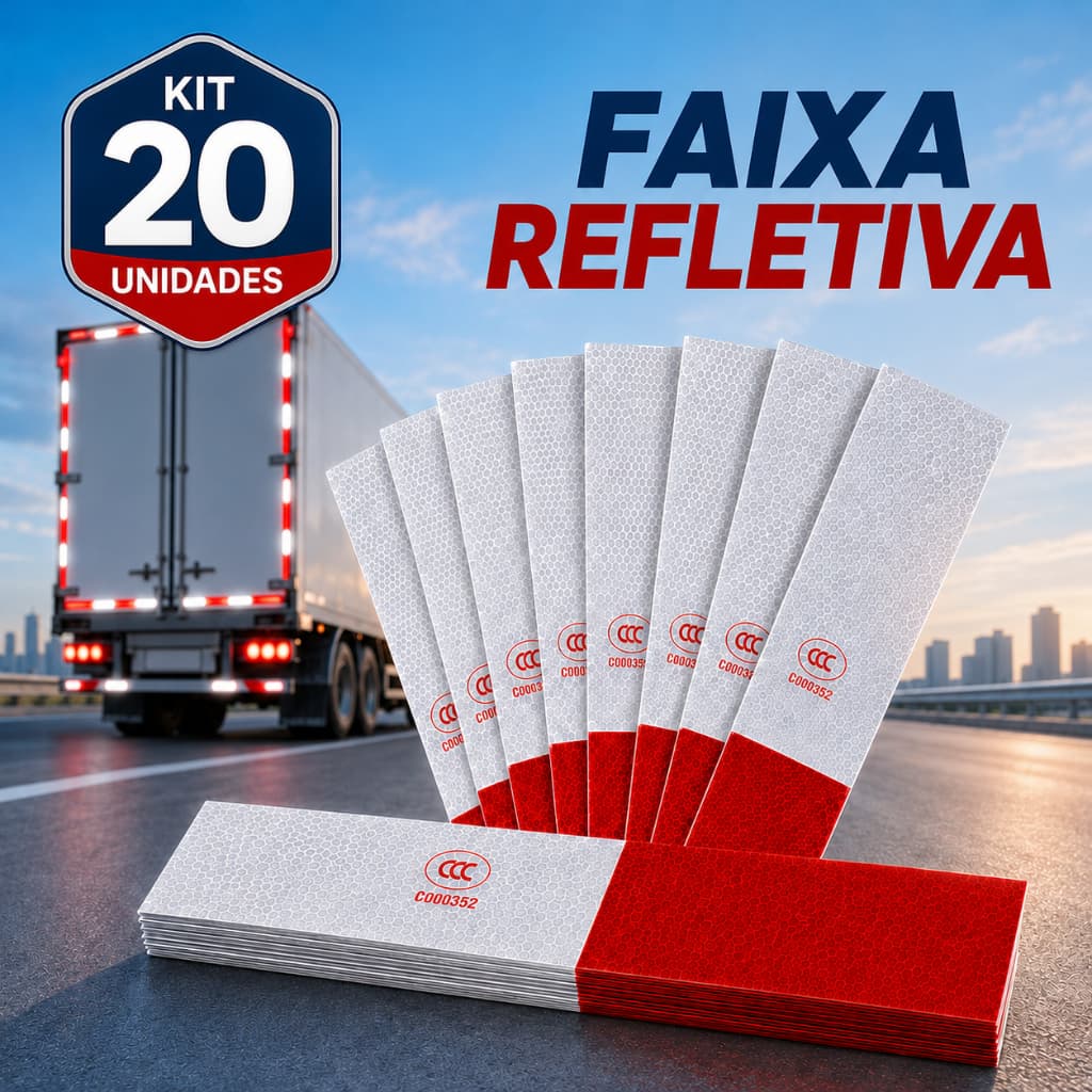Kit Faixa Refletiva Caminhão Fita Adesiva Impermeável Parachoque Sinalização Van Carreta 3M