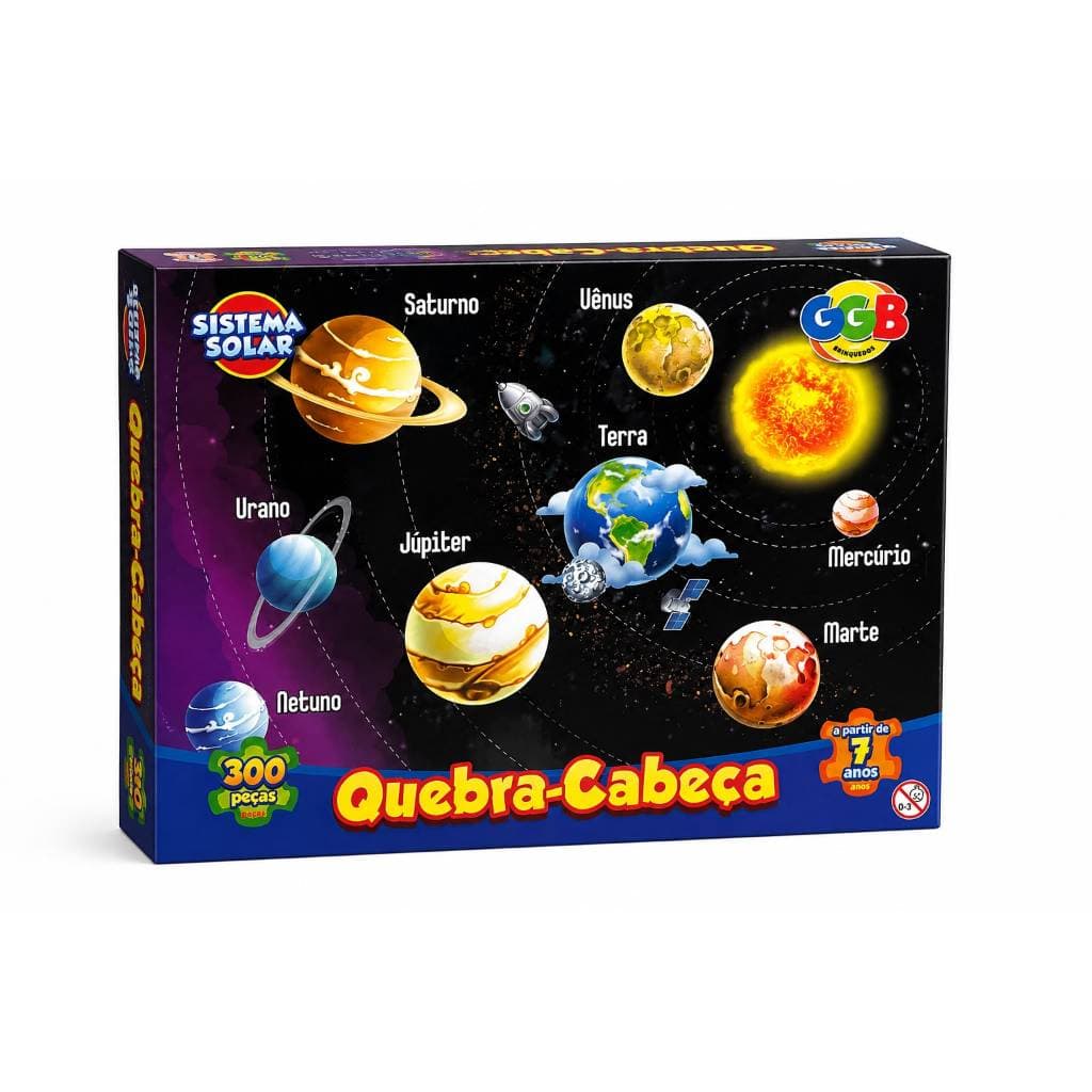 Quebra-Cabeça Sistema Solar 300 Peças Infantil GGB Brinquedos Educativo +7 Anos Infantil Jogo Coordenação e Concentração