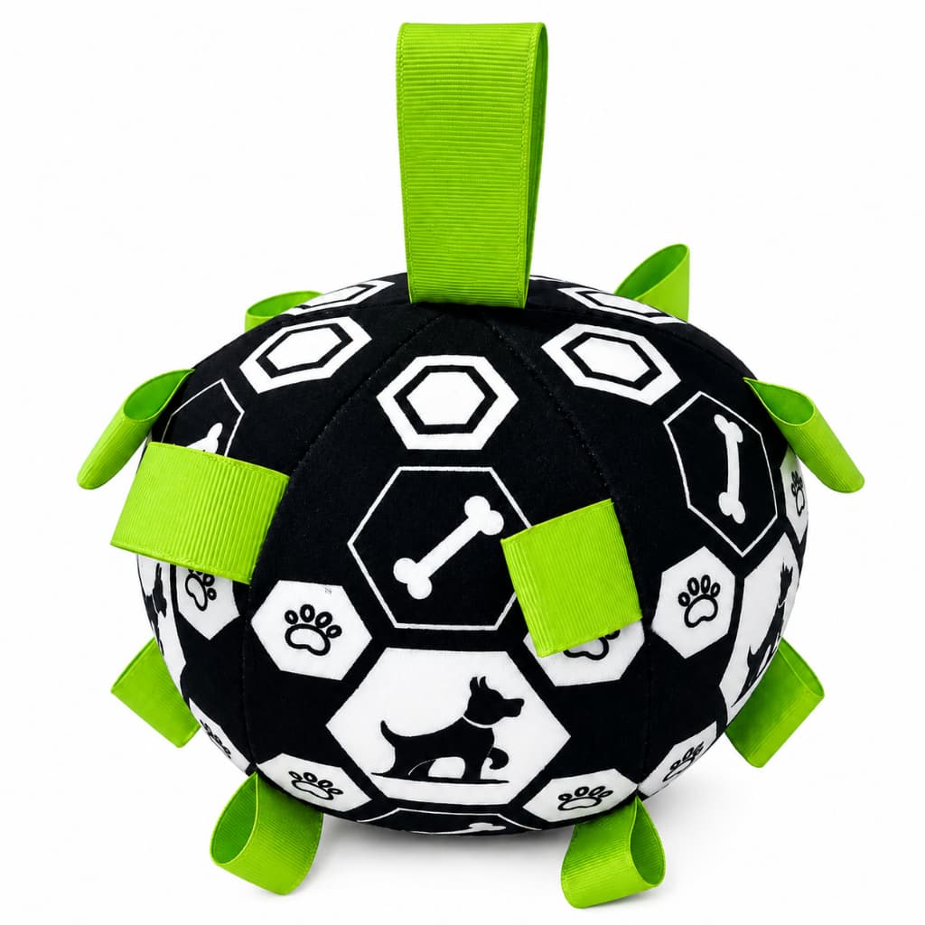 Brinquedo Bola Pelúcia Cachorro Com Sino Alças Interativa Pet
