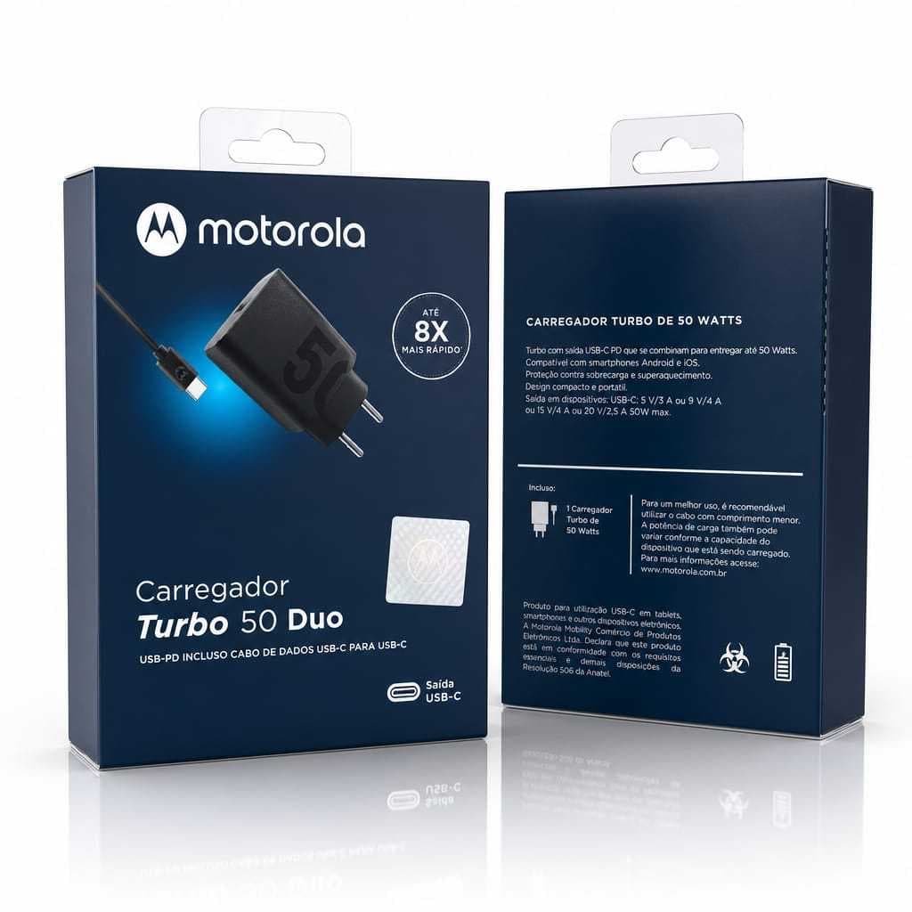 Carregador Turbo Tipo C Turbo USB 50W Carregamento Rápido Universal