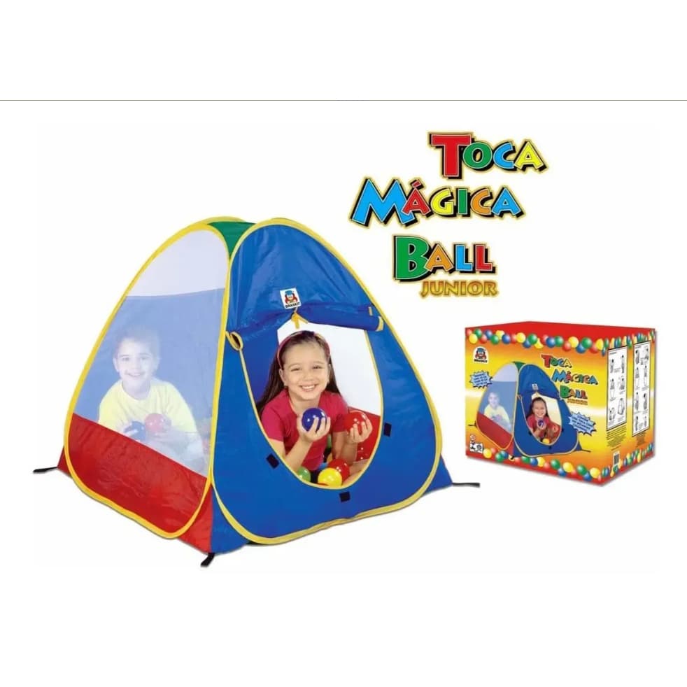 Toca Mágica Ball Junior 90cm Colorida Braskit Com Bolinhas Barraca Infantil Dobrável Diversão Crianças