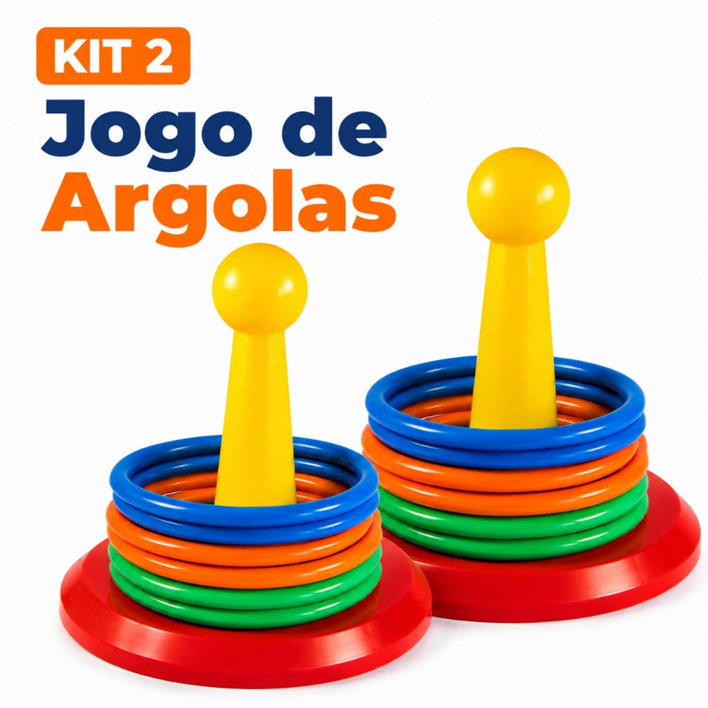 Kit 2 Jogo de Argolas Infantil Educativo Colorido Coordenação Motora Brinquedo Pedagógico