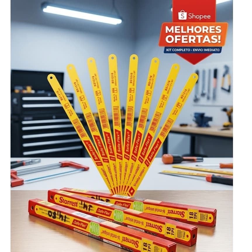 Kit 10 Lâminas de Serra Tico-Tico/Manual Starrett Bi-Metal Safe-Flex 18 Dentes