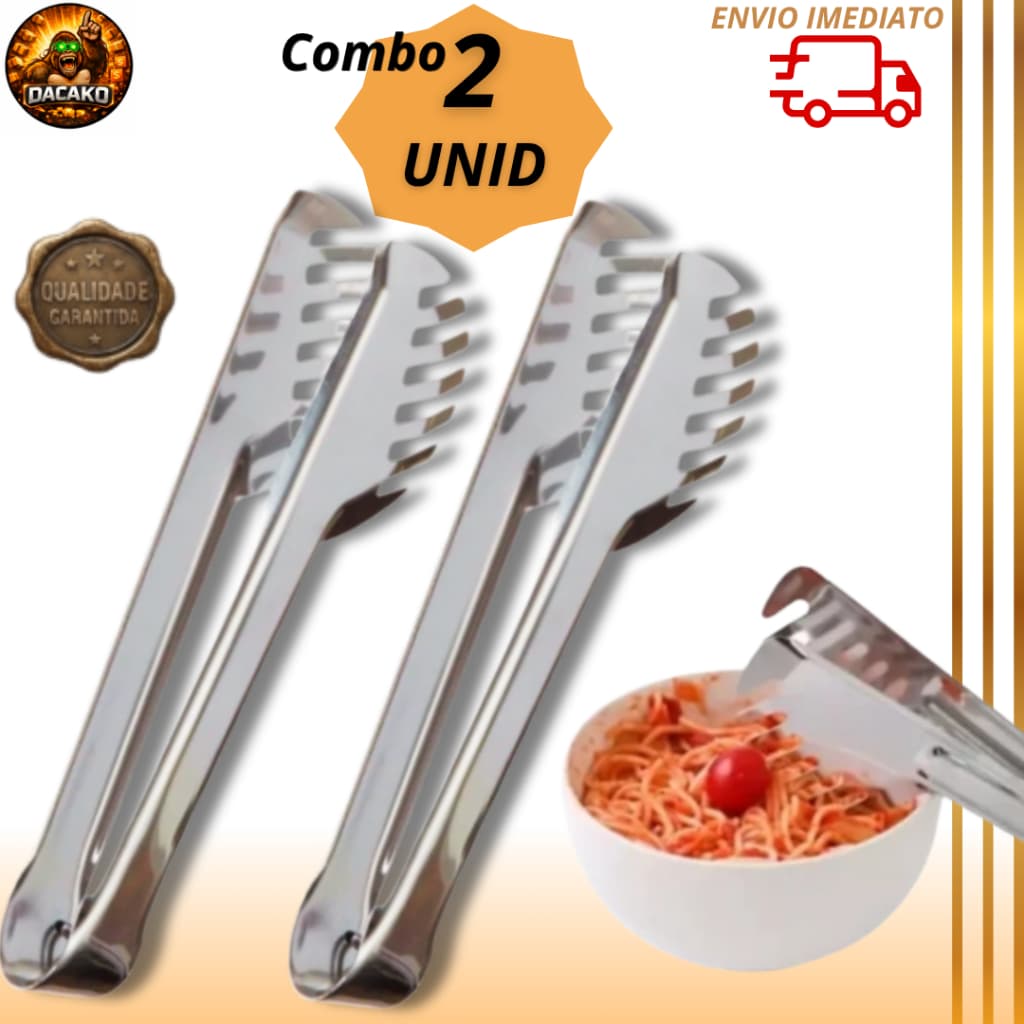 Pegador de Massa Inox Utensílio de Cozinha para Macarrão Espaguete Resistente