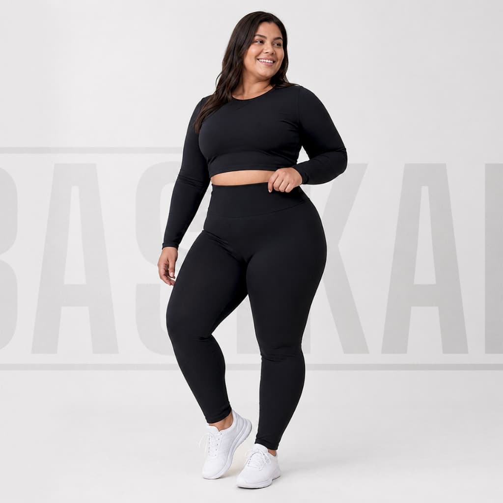 Calça Legging Plus Size Flanelada Cintura Alta Preta Suplex Grossa G1 G2 G3 Inverno