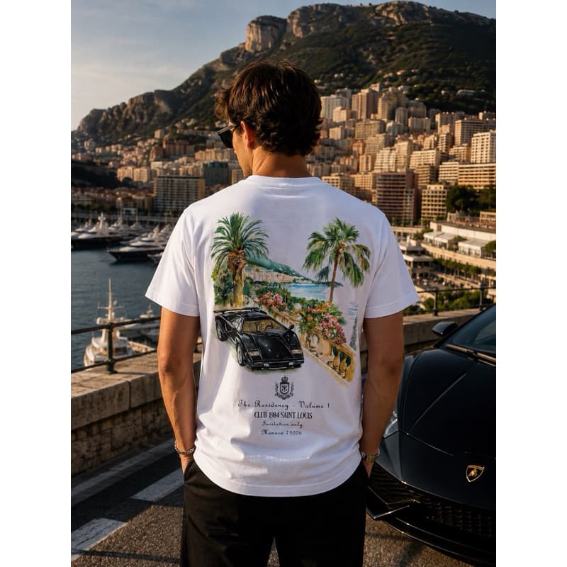 Camiseta Old Money Monaco Luxury Premium Masculina | Estampa Vintage Supercar Riviera 100% Algodão Edição Limitada