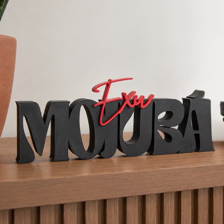 Letreiro Decorativo Exu Mojubá Preto e Vermelho