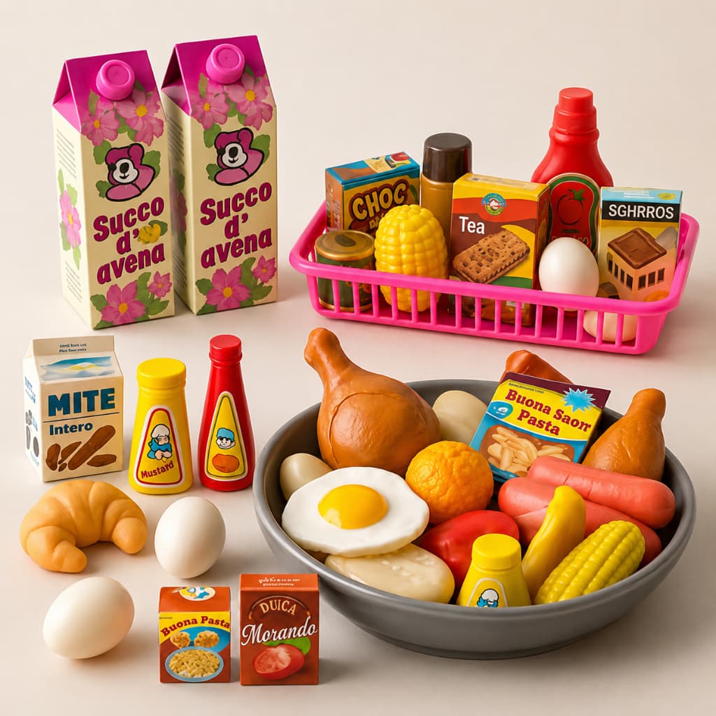 Kit Brinquedos Infantil Mercadinho Menina Menino 31 Pçs Comidinhas Brinquedo Cozinha Infantil