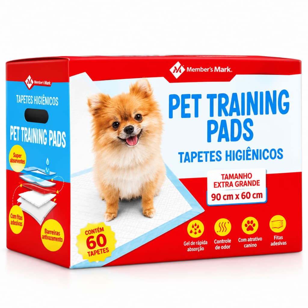 Tapete Higiênico Para Cães 90x60cm 60 Unidades Alta Absorção Antivazamento Training Pads