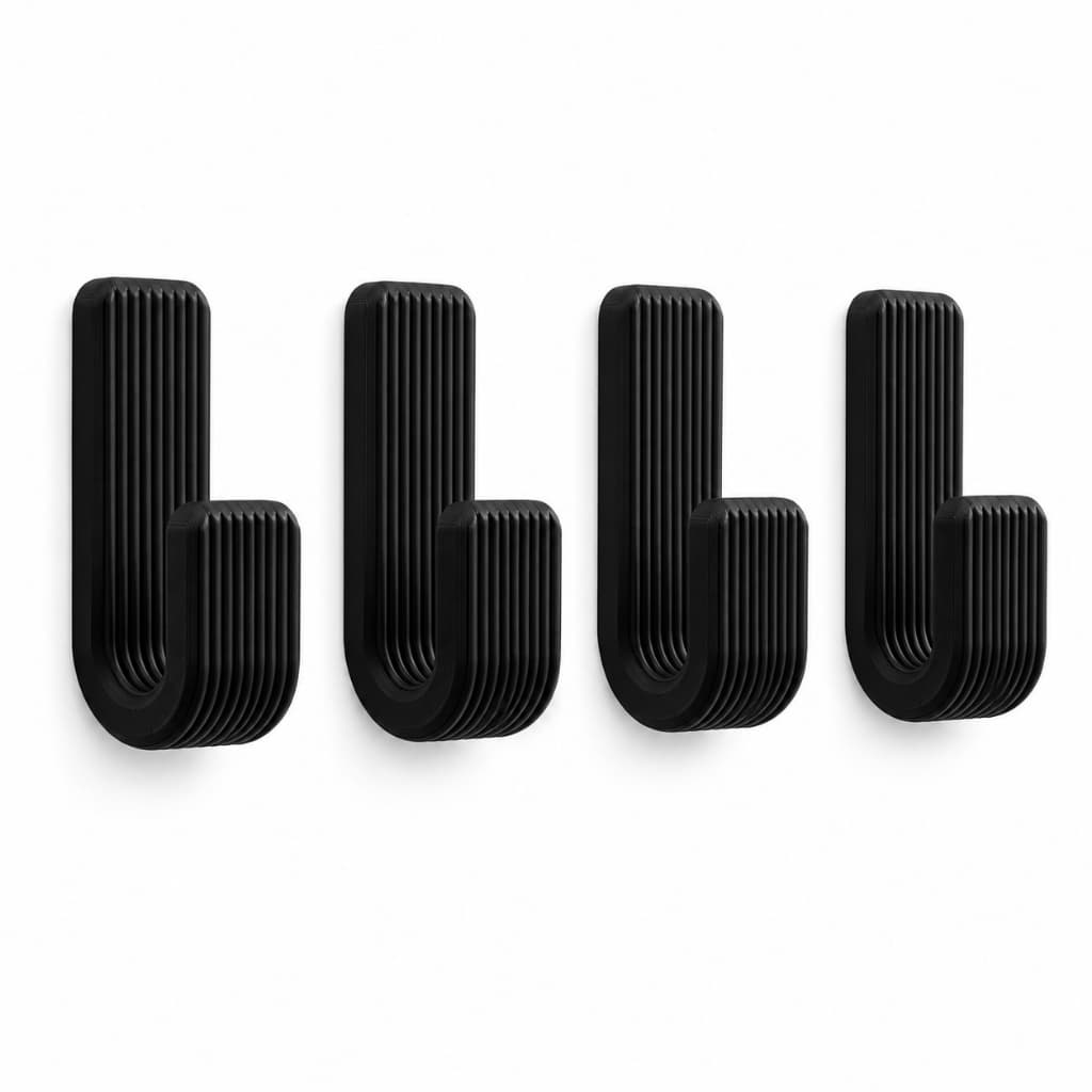 Kit 4 Ganchos Adesivos 3M Preto | Sem Furos | Alta Resistência | Multiuso Premium