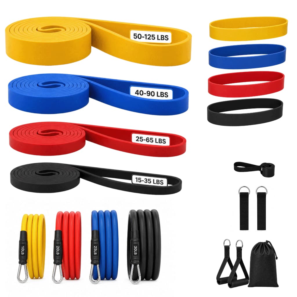 Kit Completo Elástico Extensor Super Band Mini Band e Tubular para Treino em Casa