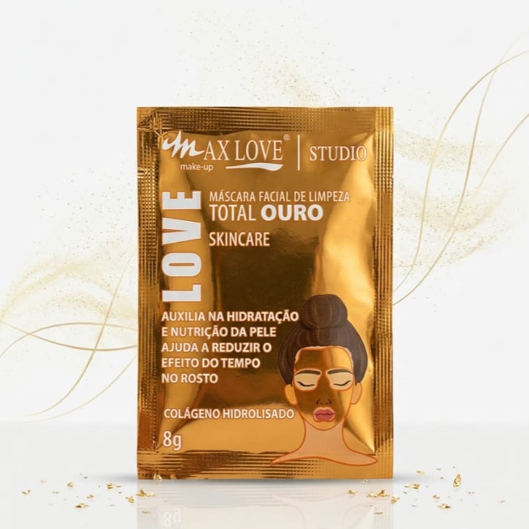 Kit 3/5/10/15/30 unidades - Max Love Máscara Facial de Limpeza Total Ouro Pelling Skincare