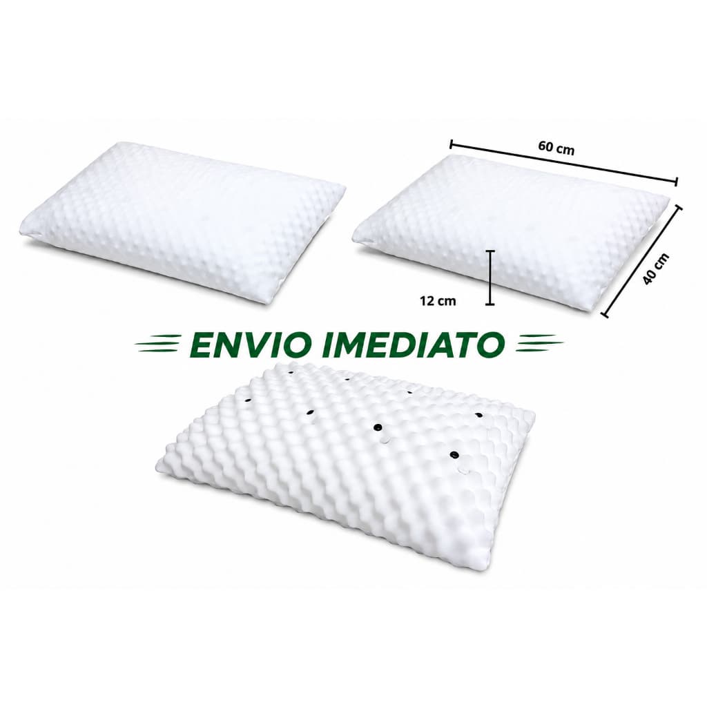 Kit 02 Travesseiros Magnético Alto Ortopedico Infravermelho Espuma Massageador Anatomico
