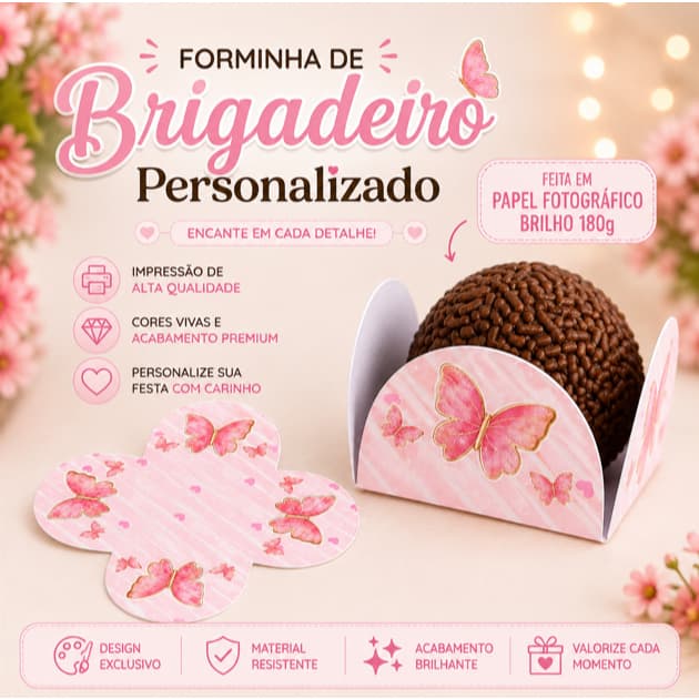 Forminha de Doces Borboleta Personalizada no Tema /Lembrancinha de Festa /Aniversário
