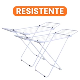 Varal De Chão Com Abas Dobrável Branco Retrátil Não Enferruja Super Resistente