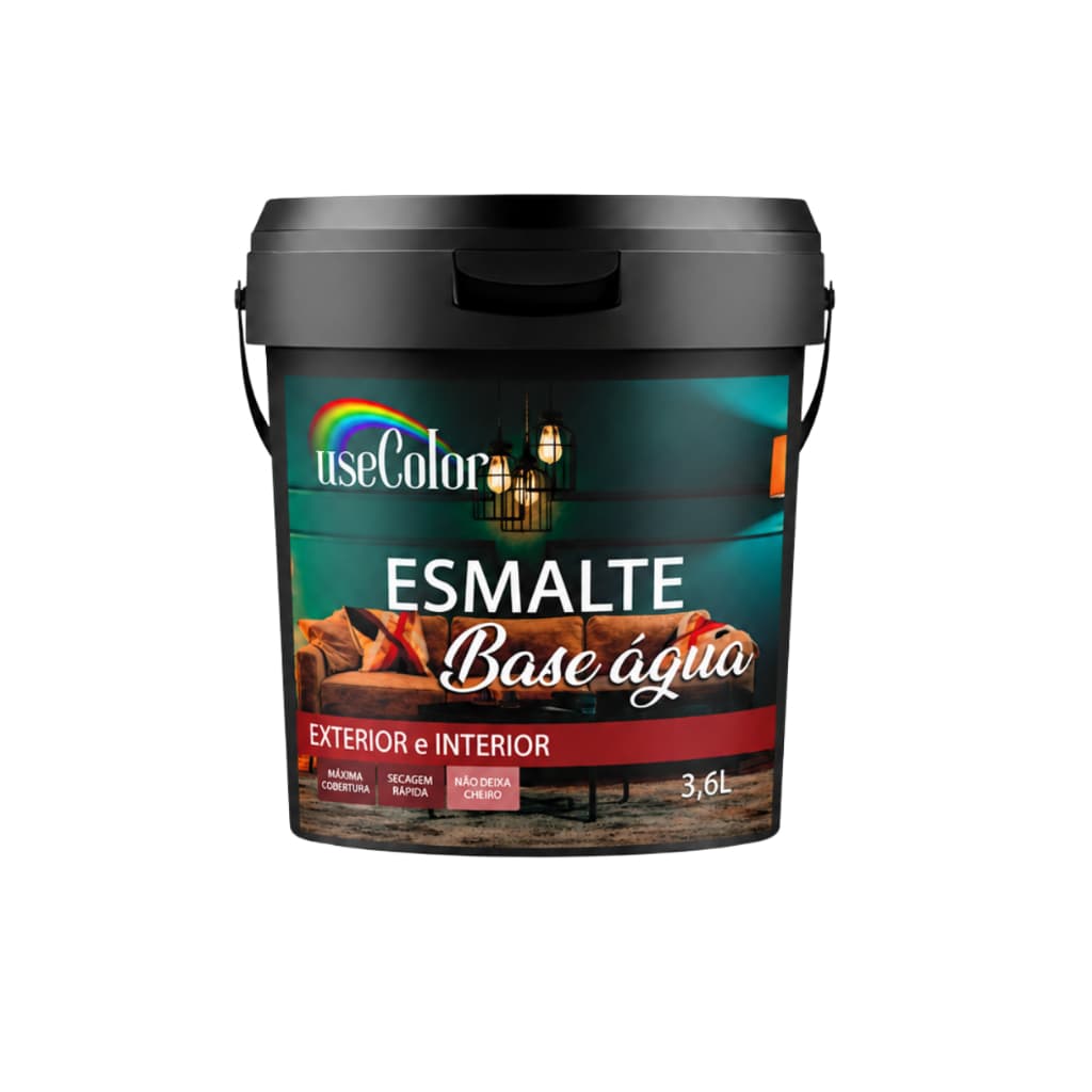 Tinta Esmalte 3,6L Base Água Boa Cobertura Acabamento Brilhante Metais e Madeiras