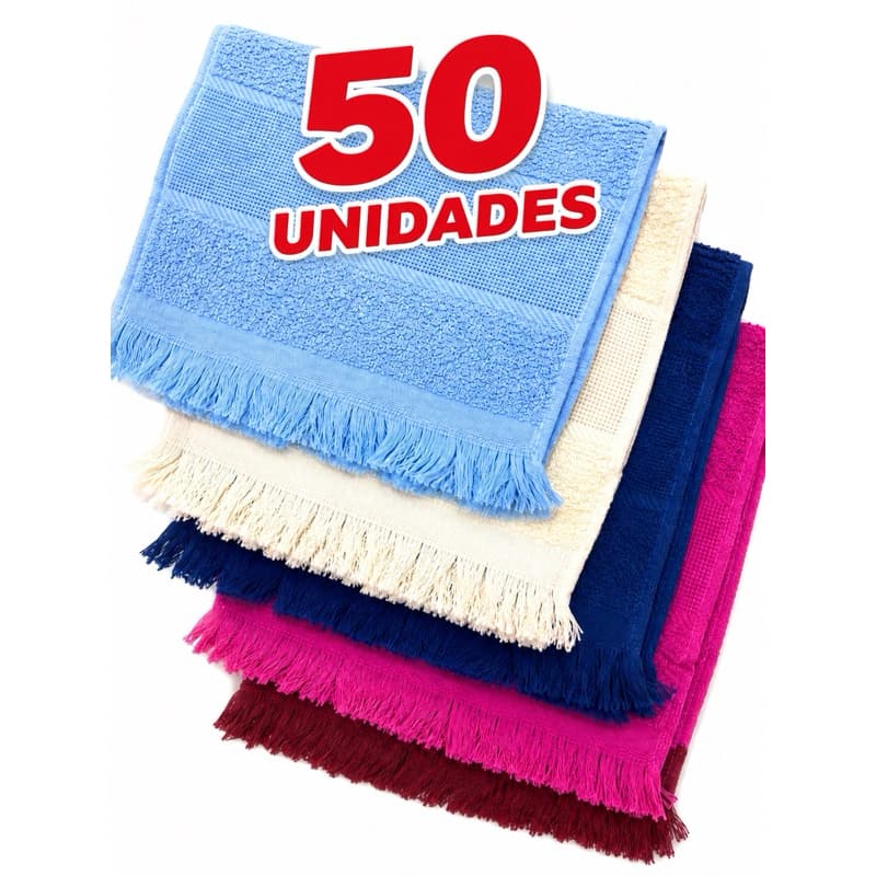 Toalha Social de Boca Mão Escolar Algodão Cores Sortidas 35x20cm