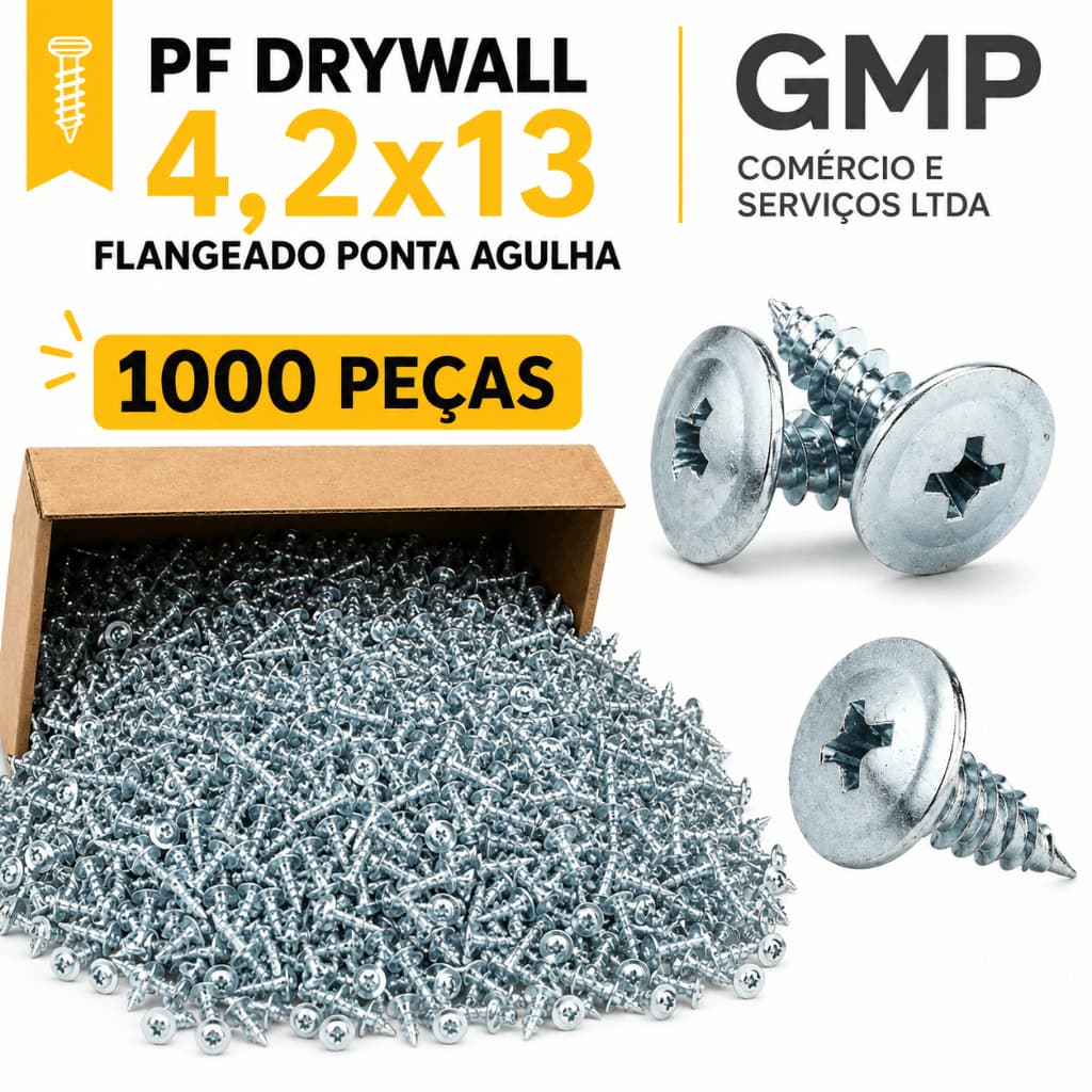 Kit 1000 Parafuso 4,2x13 Flangeado Ponta Agulha Zincado Auto Brocante Alta Resistência