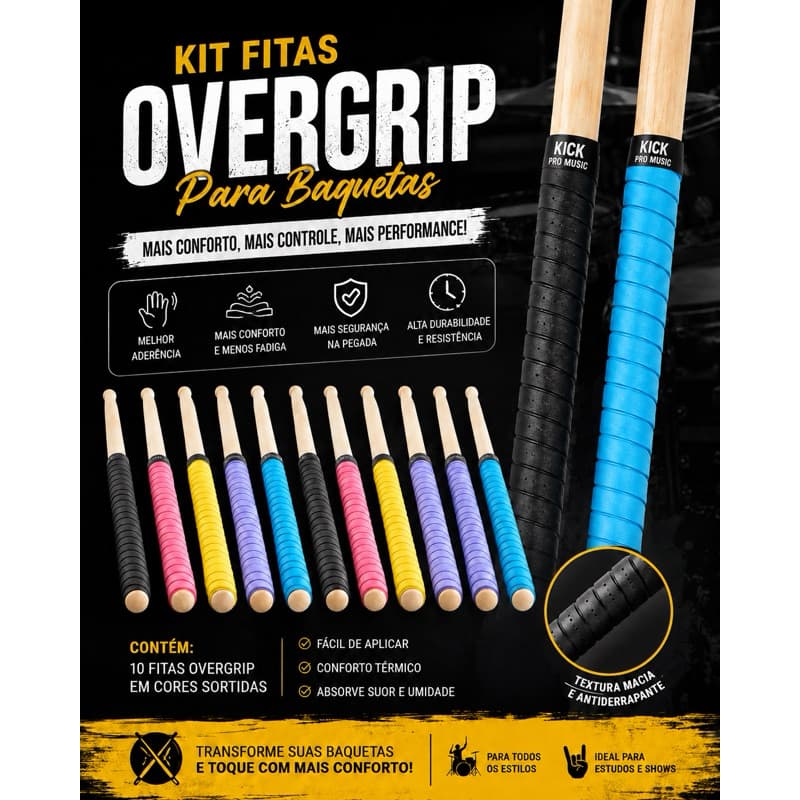 Par de Fitas Grip EVA Para Baquetas Kick