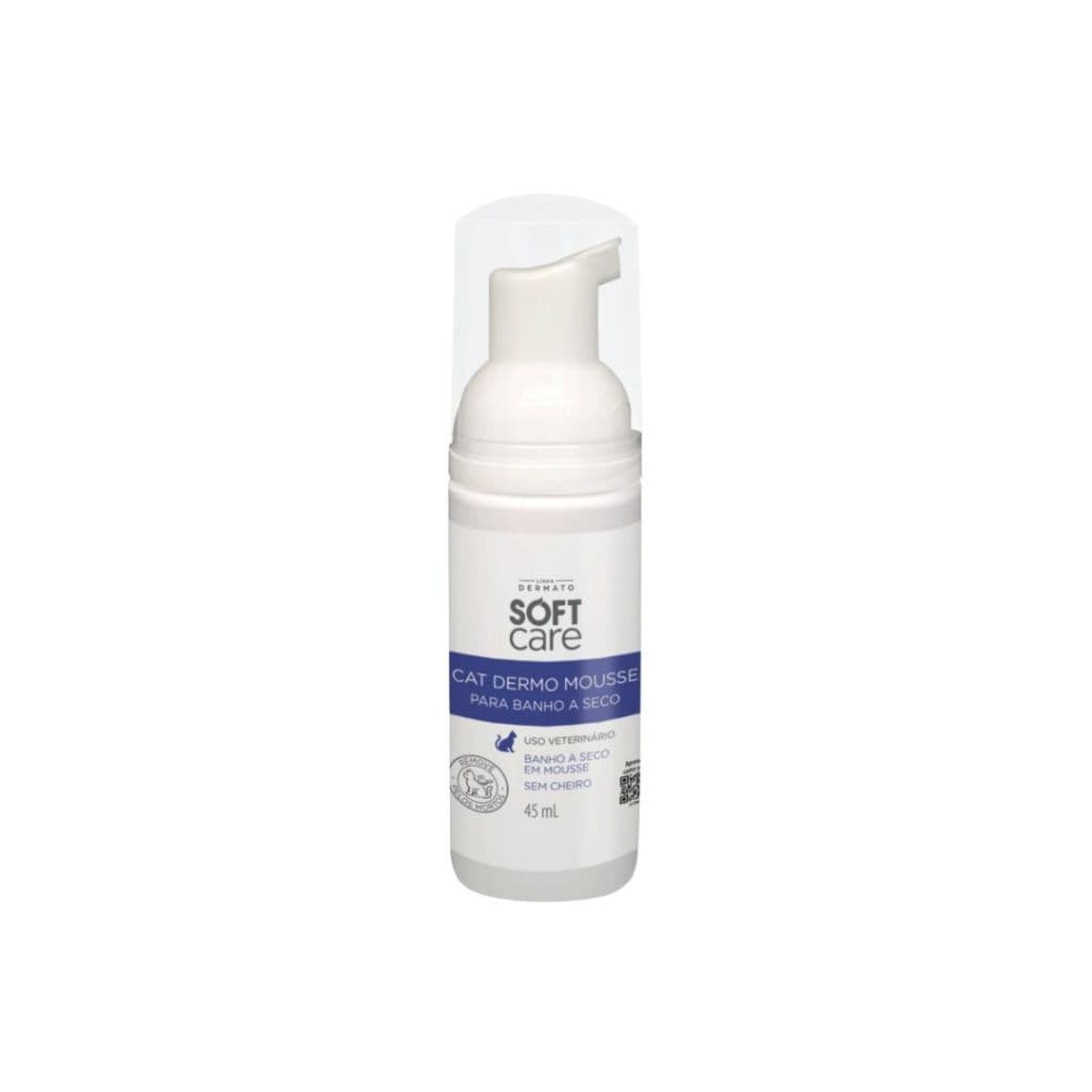 Banho a Seco Para Gatos Dermo Mousse Soft Care Pele Sensível Remoção de Pelos 45mL