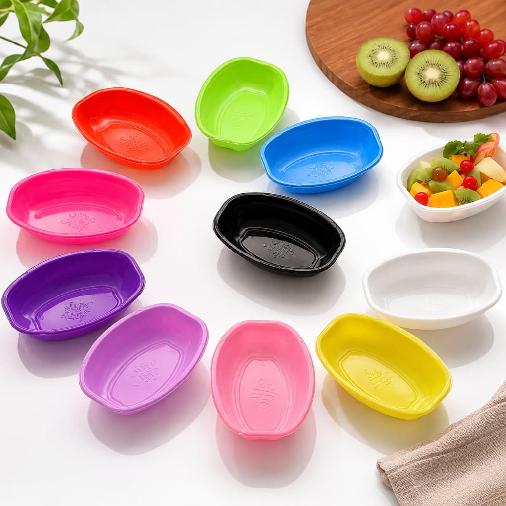 Cumbuca Oval Colorida Descartável para Festa | Salgado, Doce, Sorvete, Açaí, Sobremesas Festa Junina