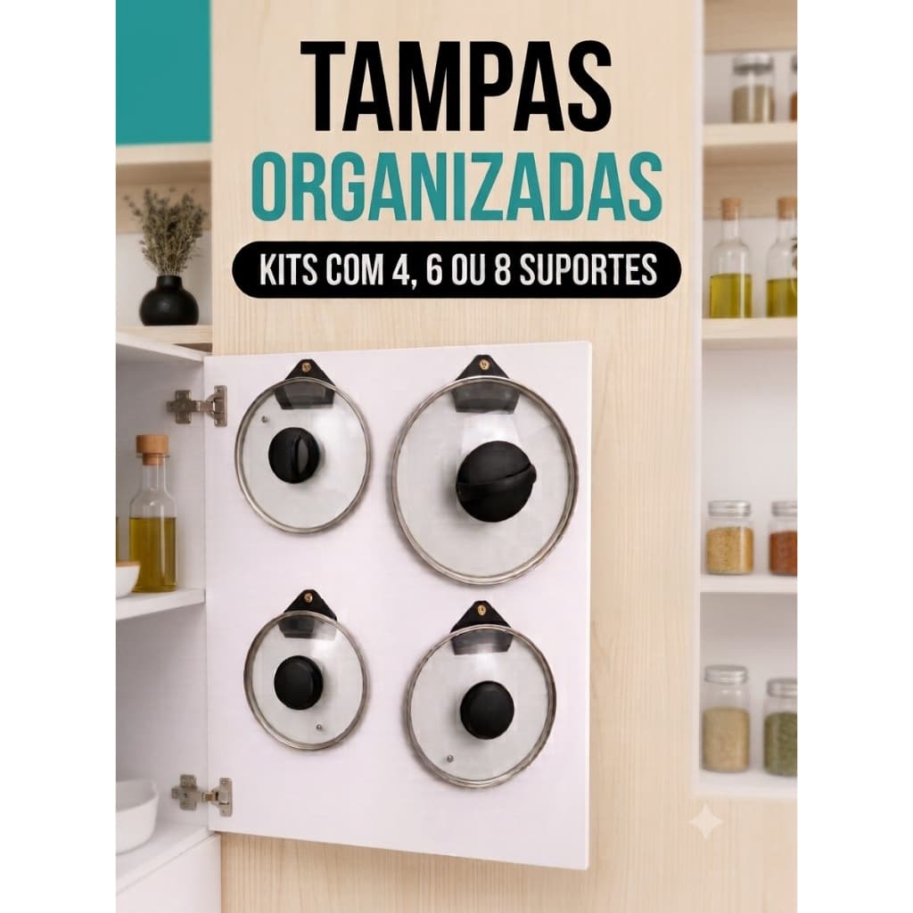 Organizador de Tampas de Panela para armário cozinha | Resistente e Fácil Instalação | Com Parafuro
