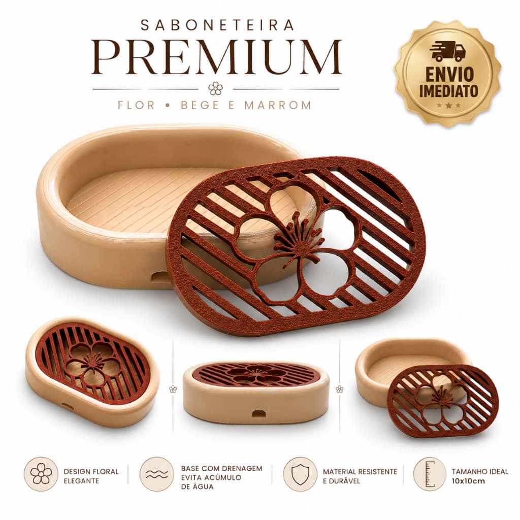 Saboneteira De Banheiro Suporte Sabonete Flor Grade Removivel Drenagem Envio Imediato
