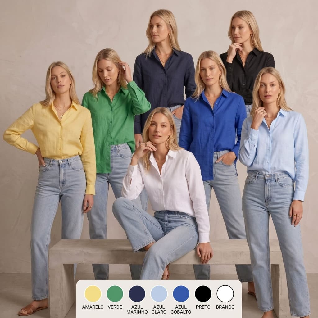 Camisa Social Feminina Manga Longa Sem Botões Uniforme Secretária Executiva Faculdade Casual Tendência