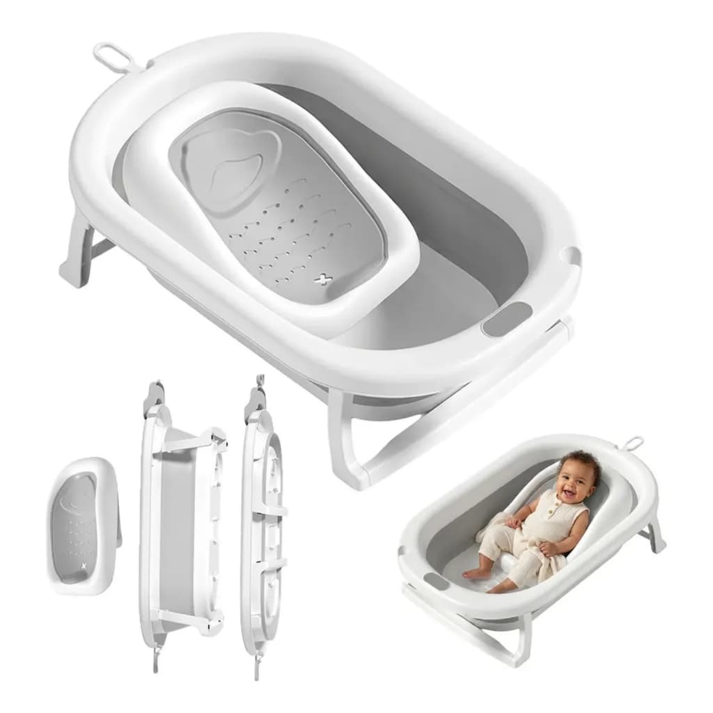 Banheira de Bebe Infantil Dobrável Portátil Enxoval Encosto Antiderrapante Pipdip