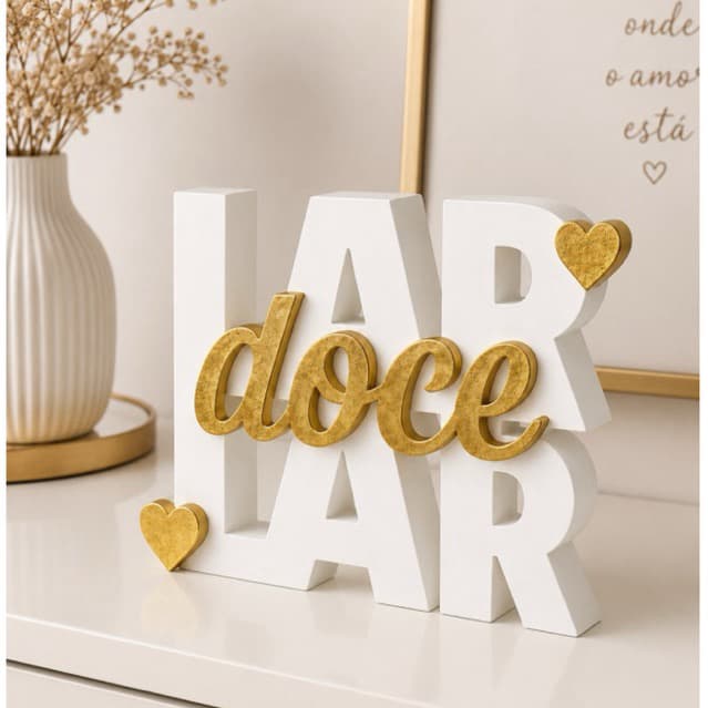 Placa Decorativa Lar Doce Lar para Sala, Quarto e Entrada | Decoração Moderna para Casa