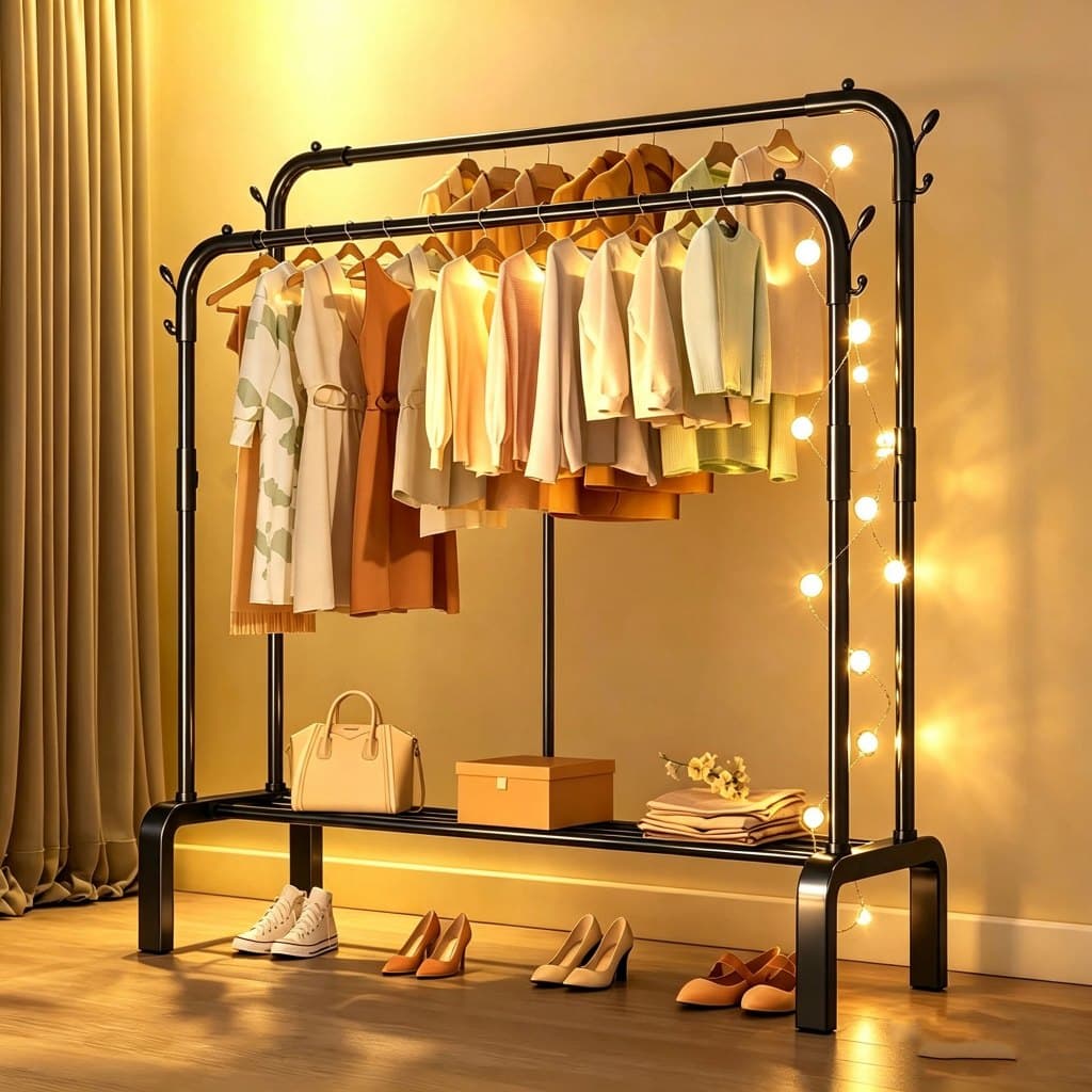 Arara de Roupas De Camada Dupla Suporta Pendurar Roupas e Secar Itens Pequenos Organização Guarda Roupa