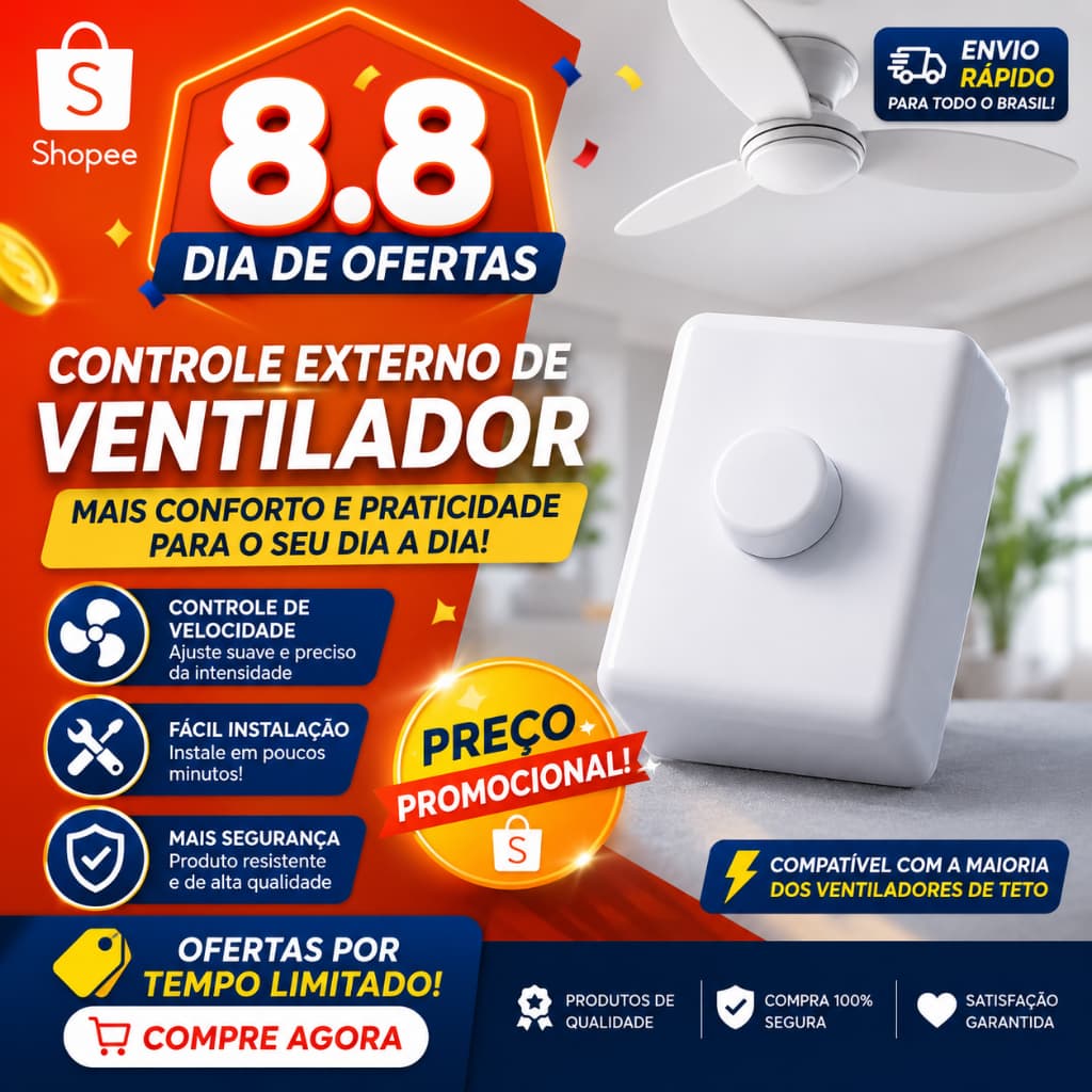 Controle Externo Ventilador Dimmer Rot Bivolt 110v/220v