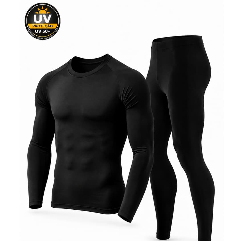 Conjunto Térmico Kit Calça Térmica + Camisa Blusa Segunda Pele Proteção Uv+ 50 Tecido Leve Qualidade Treino DRB Modas